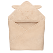 lionelo Muslin Hooded Towel Beige Sand — Osuška s kapucí