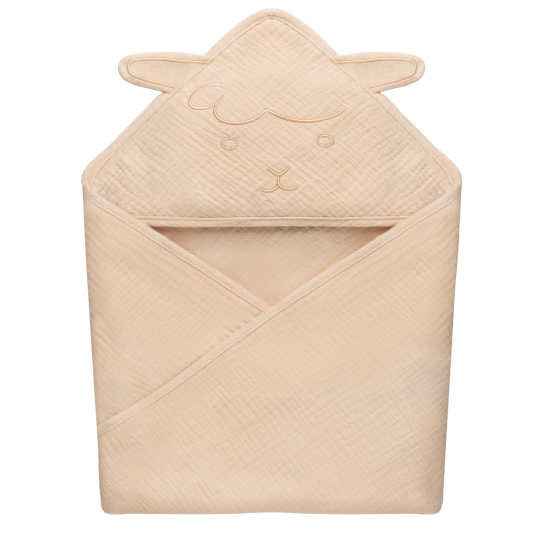 lionelo Muslin Hooded Towel Beige Sand — Osuška s kapucí