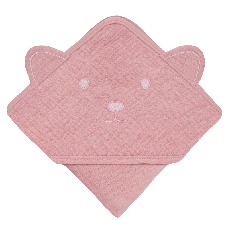 lionelo Muslin Hooded Towel Pink Baby — Osuška s kapucí