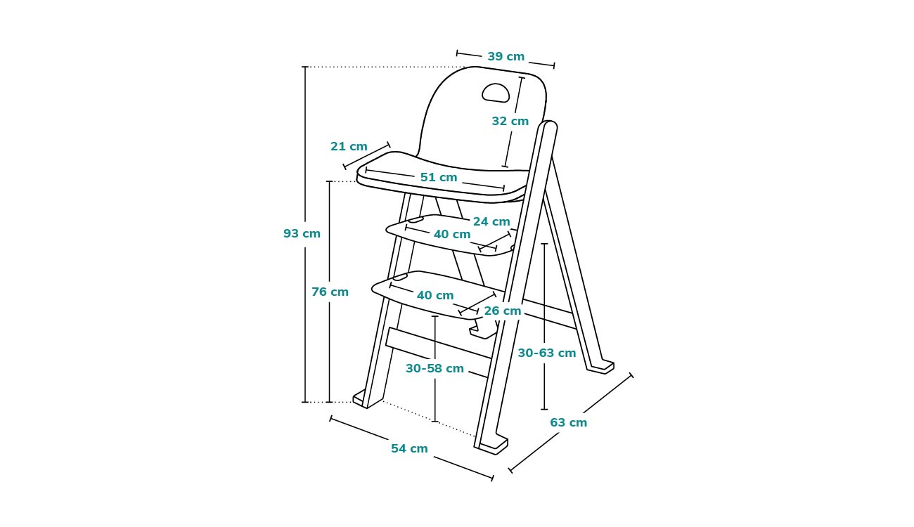 Lionelo Floris Grey Stone - židlička pro krmení - rozměry